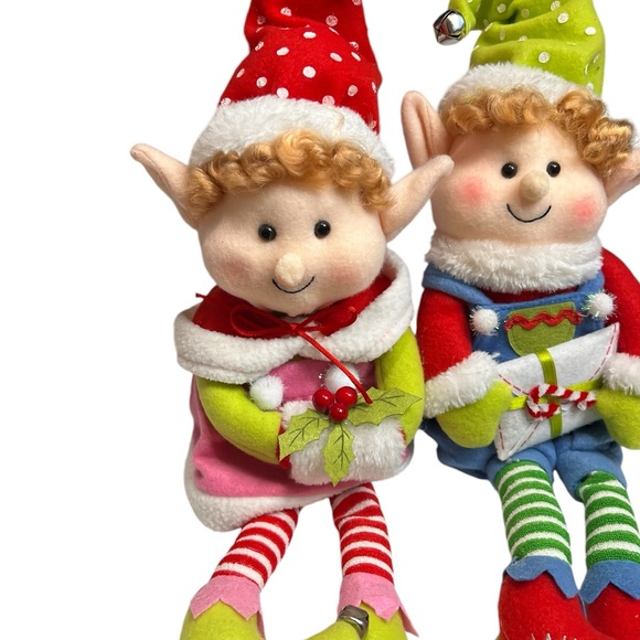 Adorable set of Christmas Boy & girl Elf Shelf Sitters with jingle bells 2011 - Picture 10 of 11